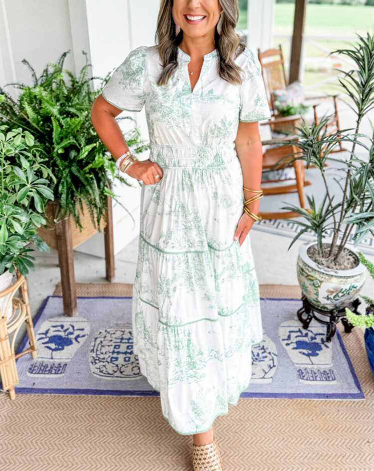 Sabina | Klassisches Toile-Maxikleid