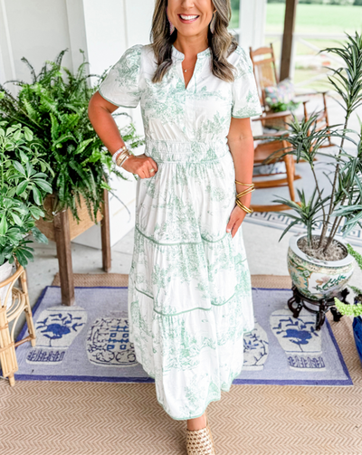 Sabina | Klassisches Toile-Maxikleid