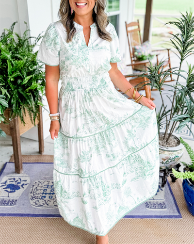 Sabina | Klassisches Toile-Maxikleid