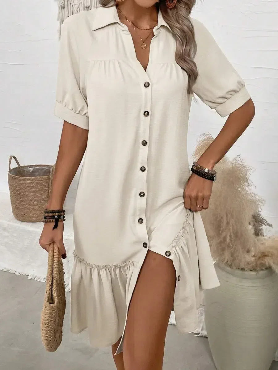 Nayeli | Kleid mit Volantsaum und Knöpfen