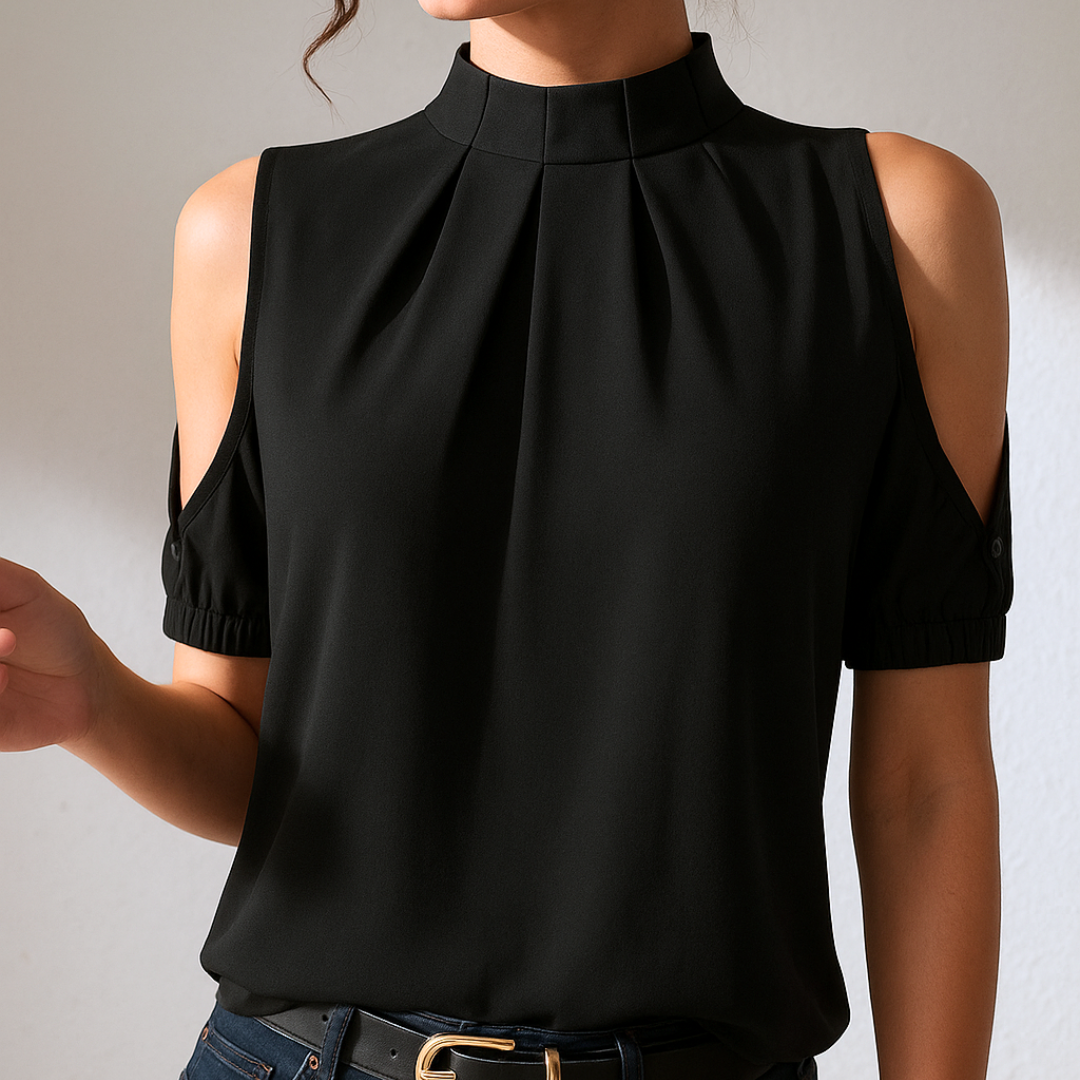 Runhild | Schwarze Bluse mit Schlitzärmeln