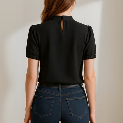 Runhild | Schwarze Bluse mit Schlitzärmeln