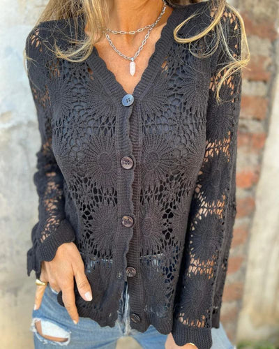 Engeltraud | Häkelspitzen-Strickjacke mit Knöpfen