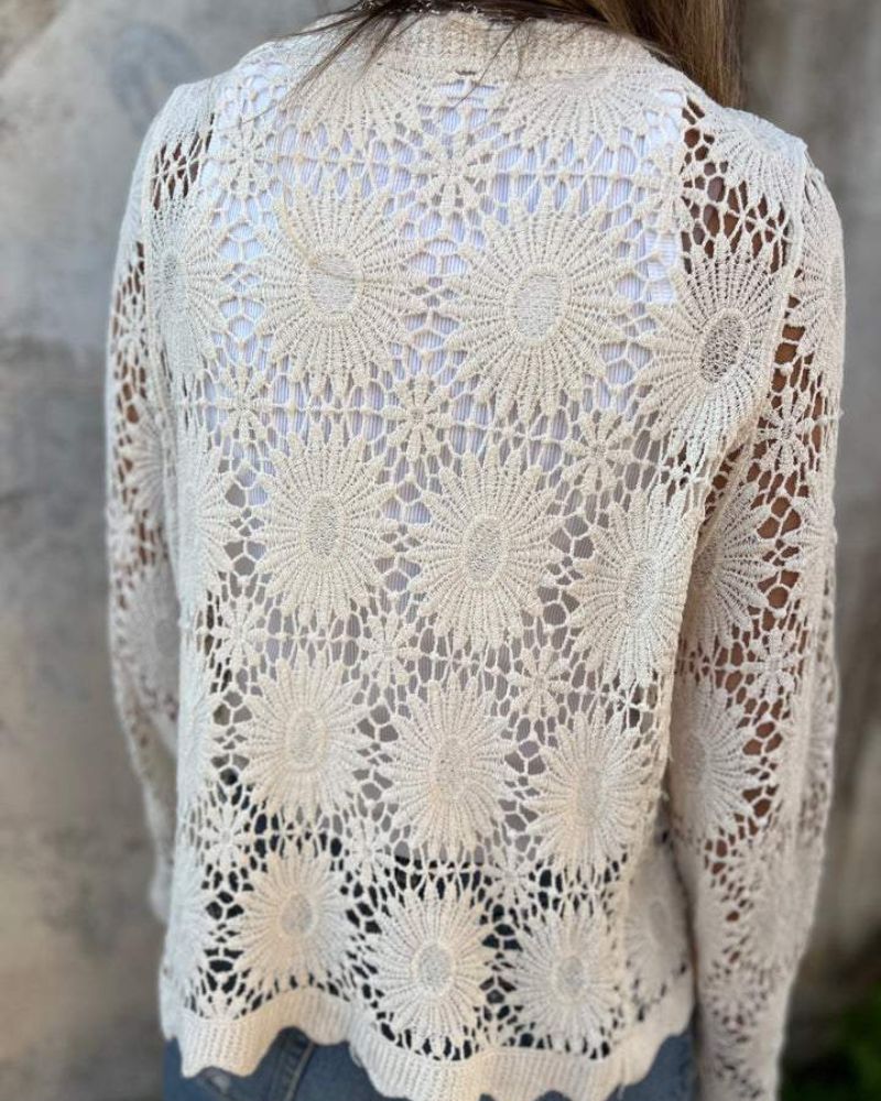 Engeltraud | Häkelspitzen-Strickjacke mit Knöpfen
