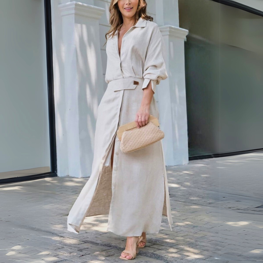 Albrun | Elegantes Maxikleid mit V-Ausschnitt
