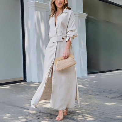 Albrun | Elegantes Maxikleid mit V-Ausschnitt