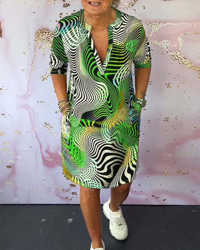 Ingeborg | Buntes Kleid mit V-Ausschnitt