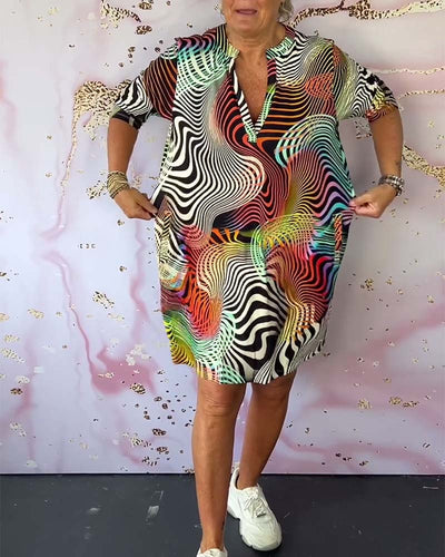 Ingeborg | Buntes Kleid mit V-Ausschnitt