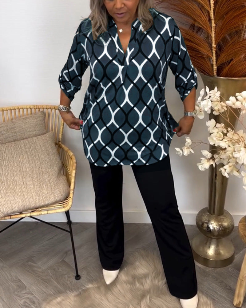 Wendelgard | Legere Bluse mit Elegantem Muster