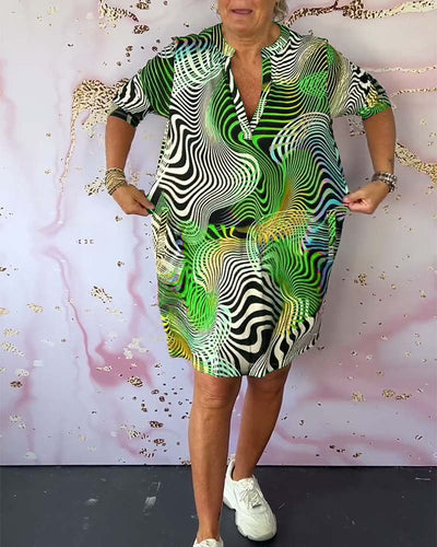 Ingeborg | Buntes Kleid mit V-Ausschnitt