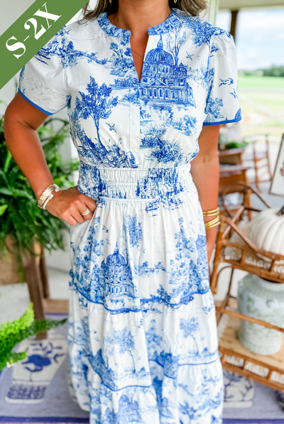 Sabina | Klassisches Toile-Maxikleid