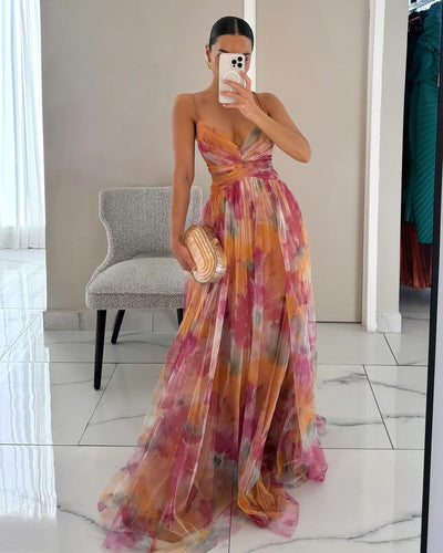 Thalina | Zauberhaftes Maxikleid mit Blumenprint