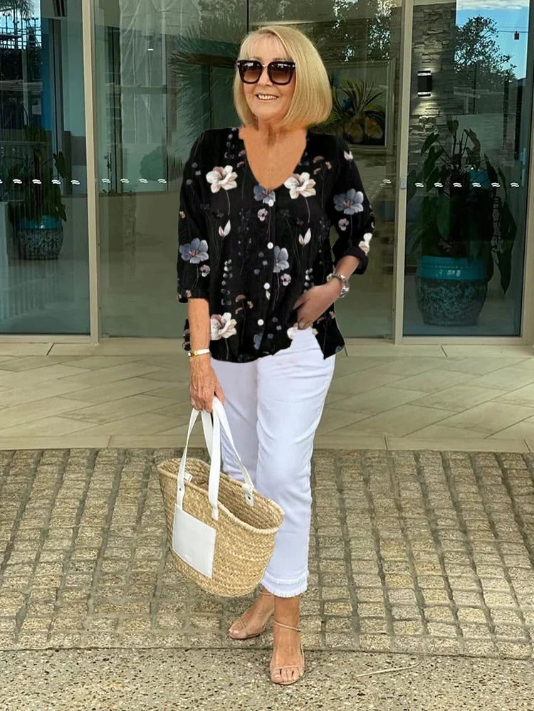 Idelinde | Elegante Bluse mit Blumenmuster
