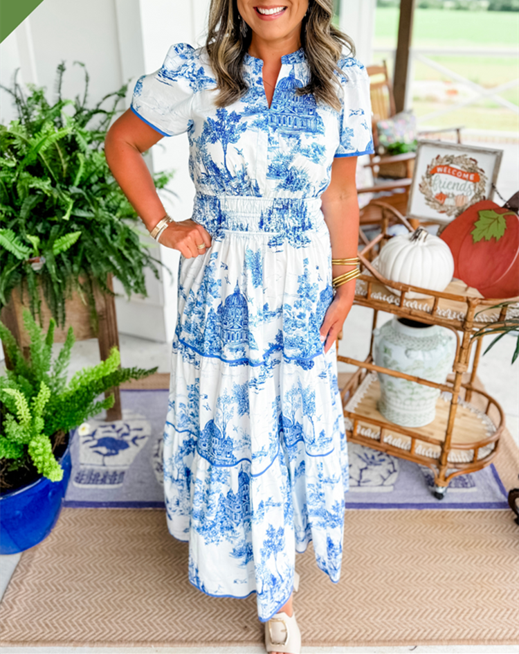 Sabina | Klassisches Toile-Maxikleid