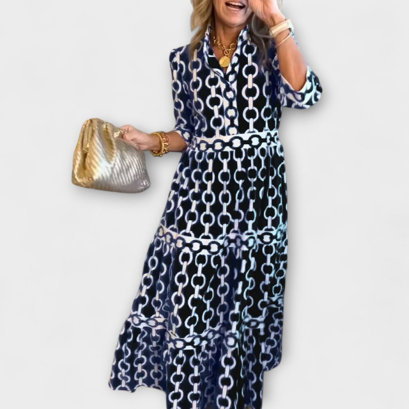 Lunedra | Midikleid mit Kettenmuster