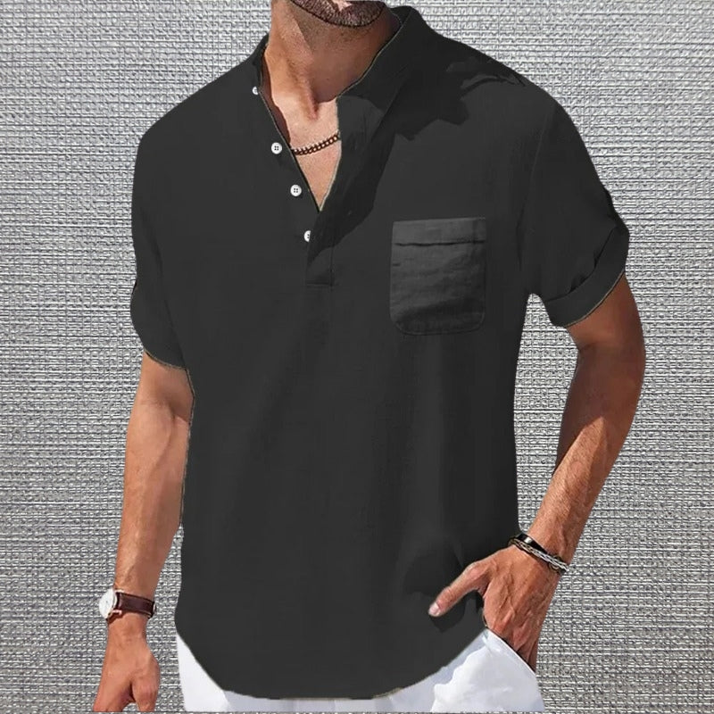 Leandro | Elegantes T-Shirt mit Brusttasche