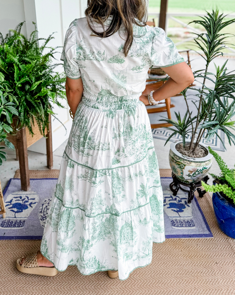 Sabina | Klassisches Toile-Maxikleid