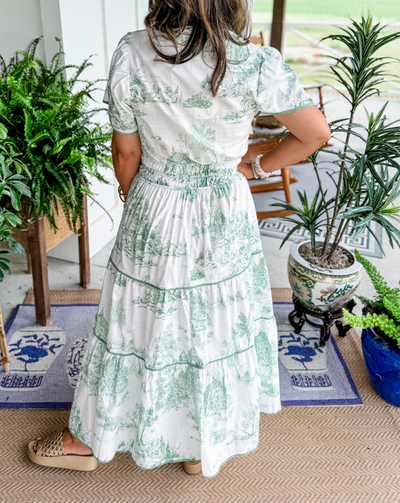 Sabina | Klassisches Toile-Maxikleid