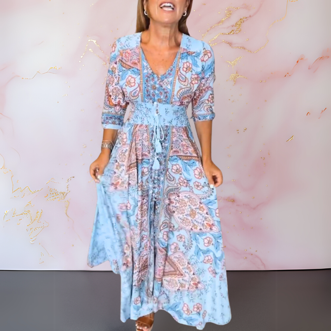 Iselore | Elegantes Sommerkleid mit V-Ausschnitt