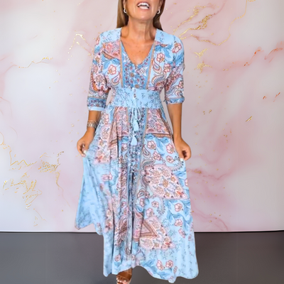 Iselore | Elegantes Sommerkleid mit V-Ausschnitt