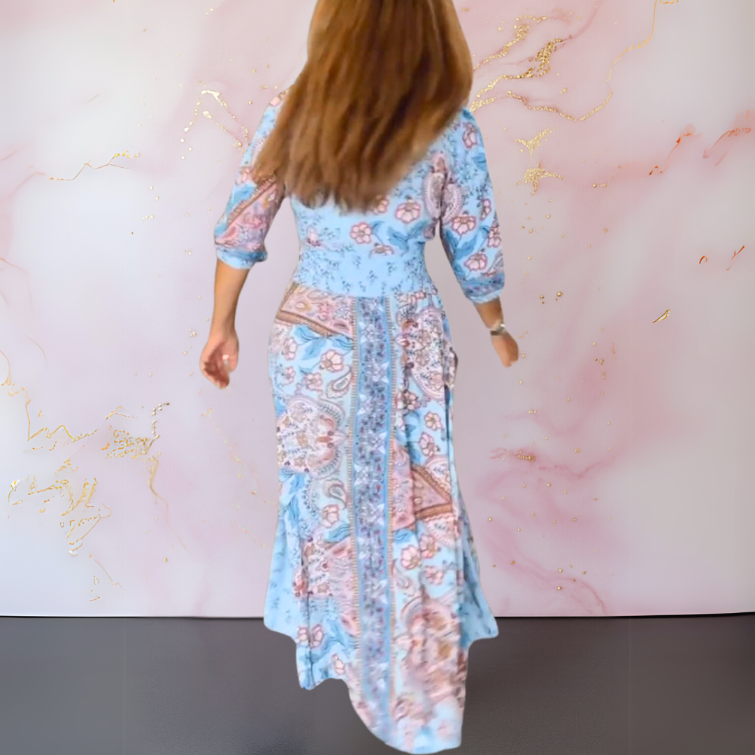 Iselore | Elegantes Sommerkleid mit V-Ausschnitt