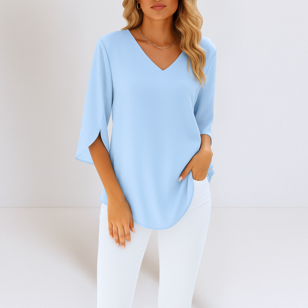 Veradis | Bluse mit V-Ausschnitt und Schlitzärmeln