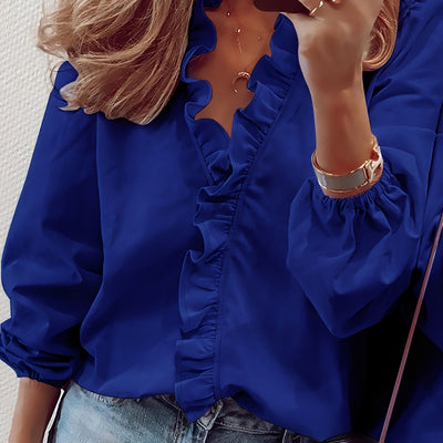 Selira | Rüschige Bluse mit V-Ausschnitt