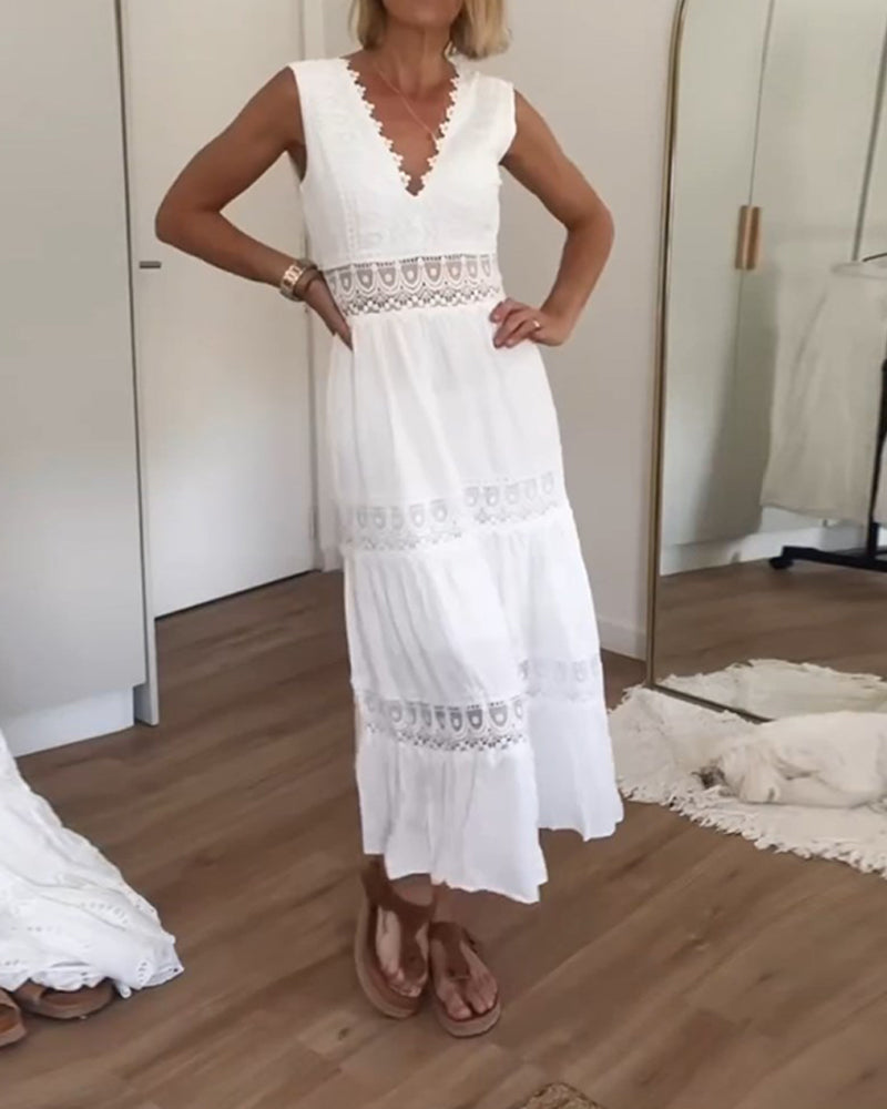 Ismène | Elegantes Spitzenkleid mit V-Ausschnitt