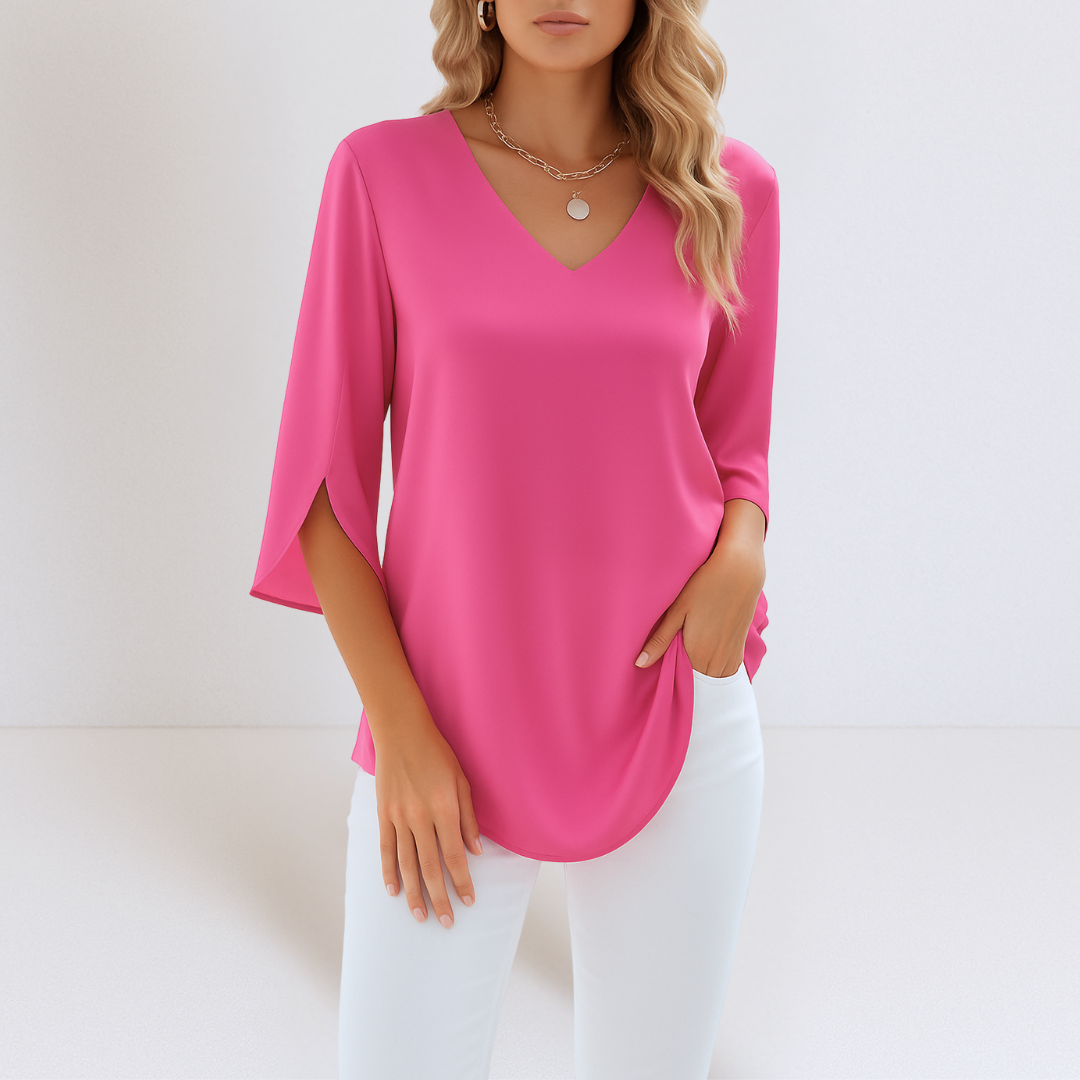 Veradis | Bluse mit V-Ausschnitt und Schlitzärmeln