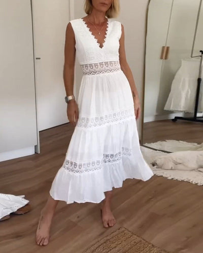 Ismène | Elegantes Spitzenkleid mit V-Ausschnitt