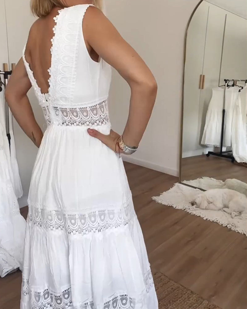Ismène | Elegantes Spitzenkleid mit V-Ausschnitt