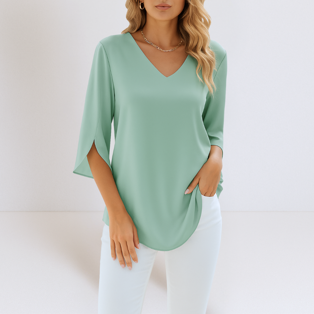 Veradis | Bluse mit V-Ausschnitt und Schlitzärmeln