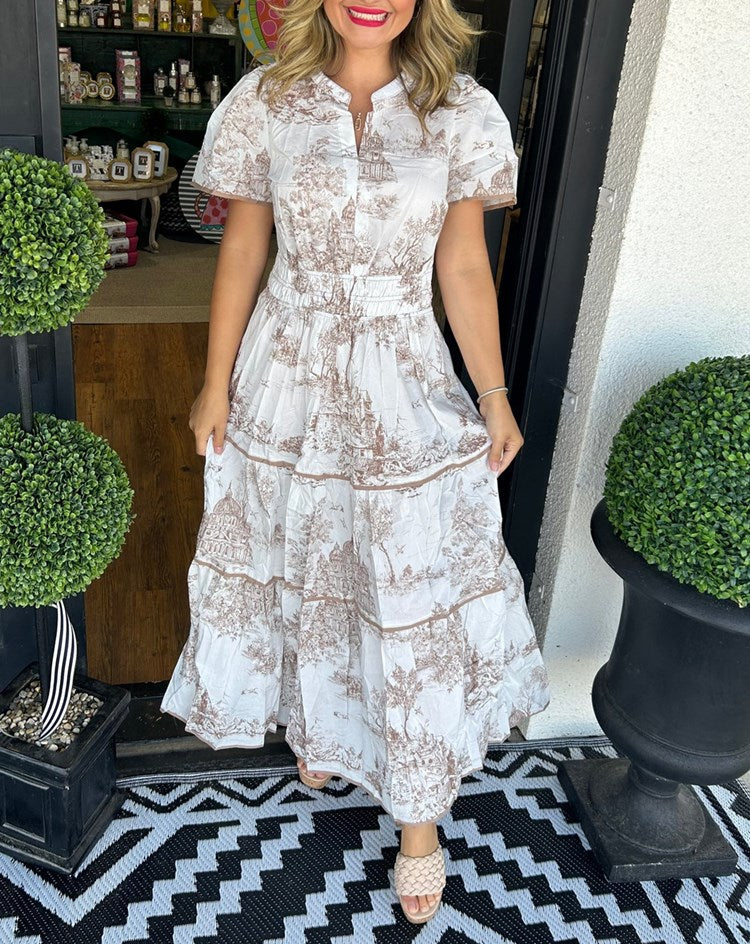 Sabina | Klassisches Toile-Maxikleid