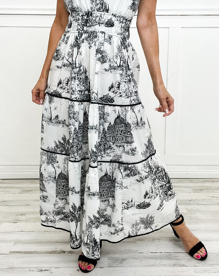 Sabina | Klassisches Toile-Maxikleid