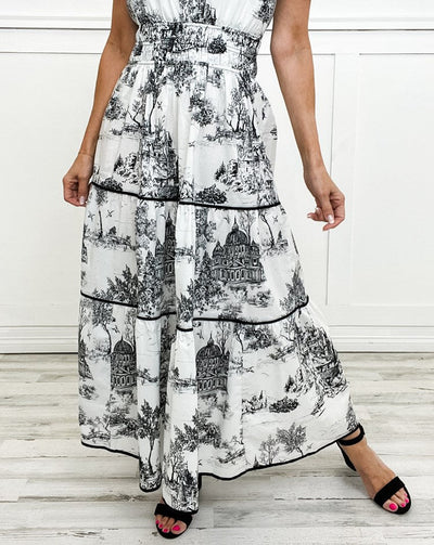Sabina | Klassisches Toile-Maxikleid