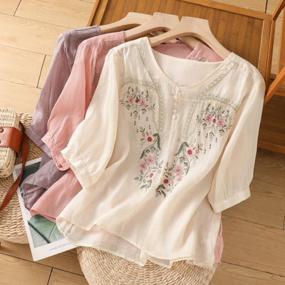 Orielle | Bestickte Lockere Bluse