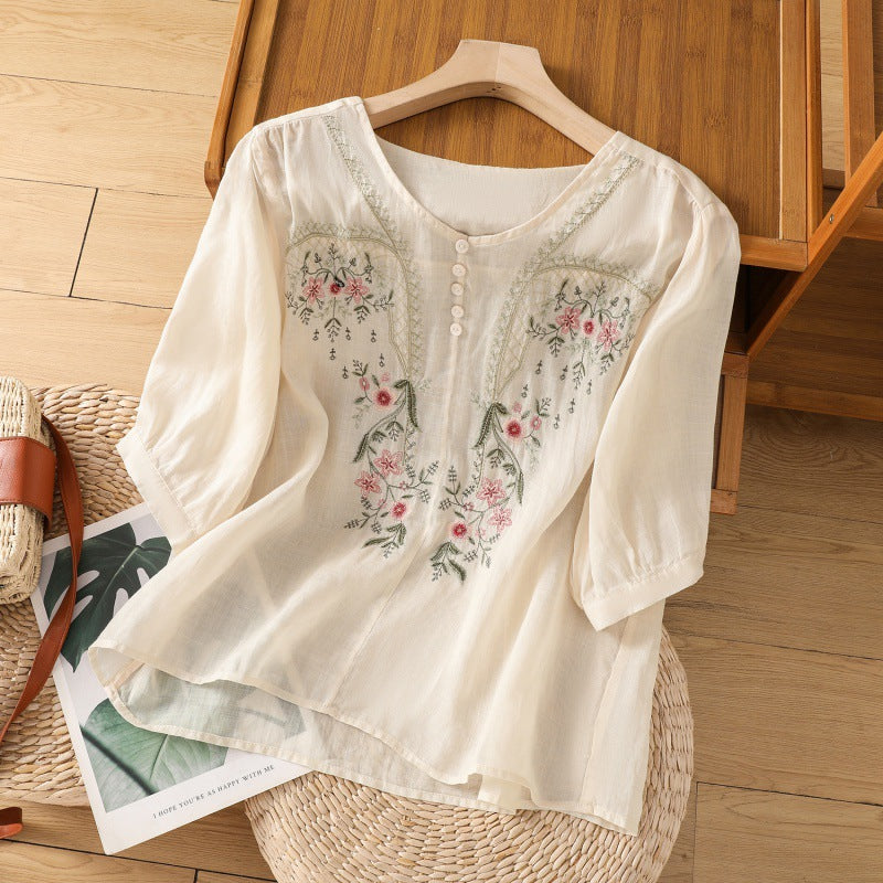 Orielle | Bestickte Lockere Bluse