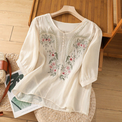 Orielle | Bestickte Lockere Bluse