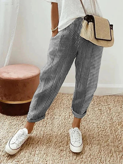 Theresia | Gestreifte Leinenhose