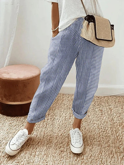 Theresia | Gestreifte Leinenhose