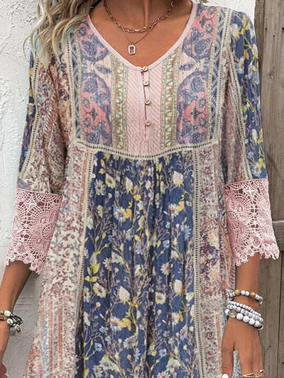 Selinde | Boho Kleid mit Spitzendetails