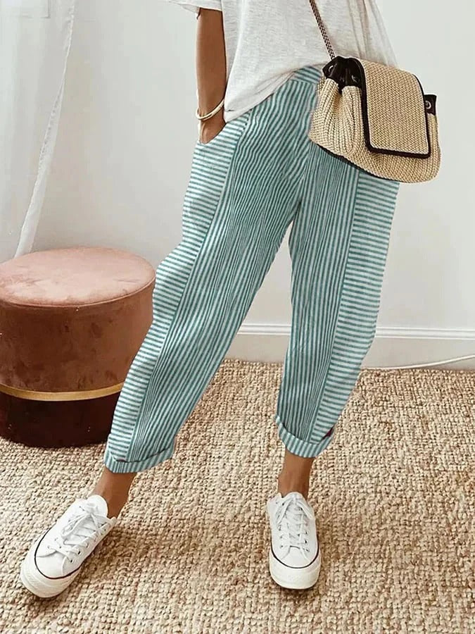 Theresia | Gestreifte Leinenhose