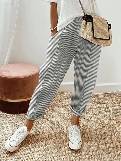 Theresia | Gestreifte Leinenhose
