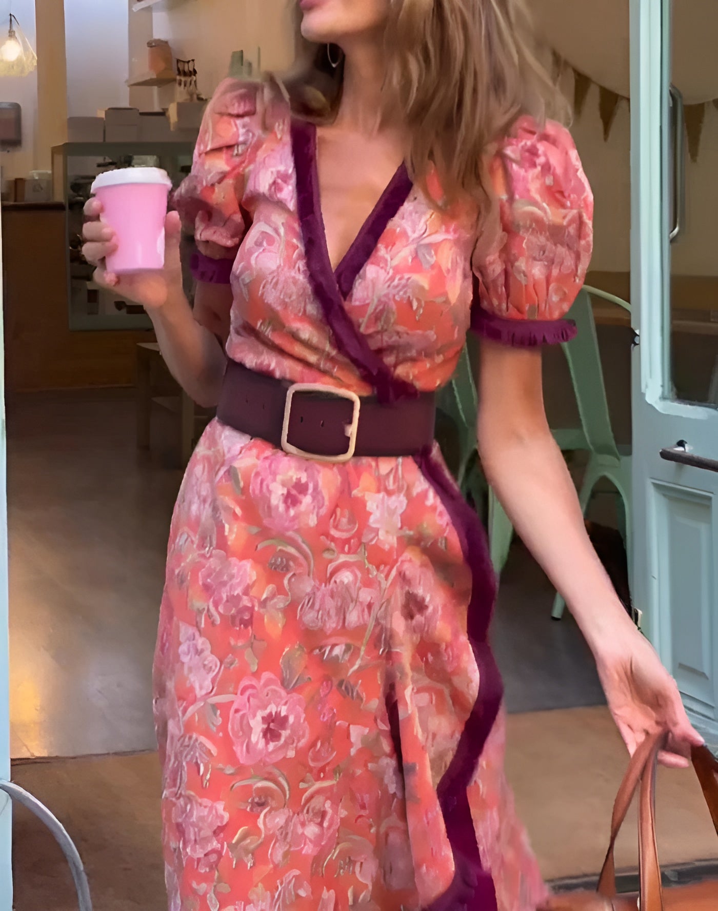 Fianna | Elegantes Rosé-Maxikleid mit Ärmeln