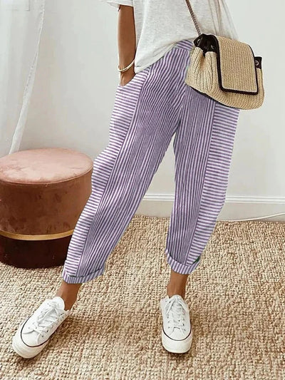 Theresia | Gestreifte Leinenhose